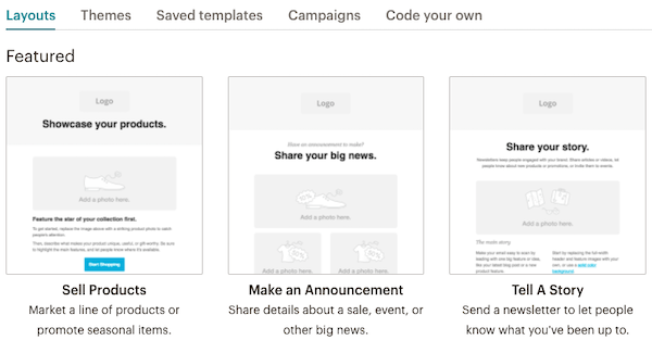 Mailchimp email editor