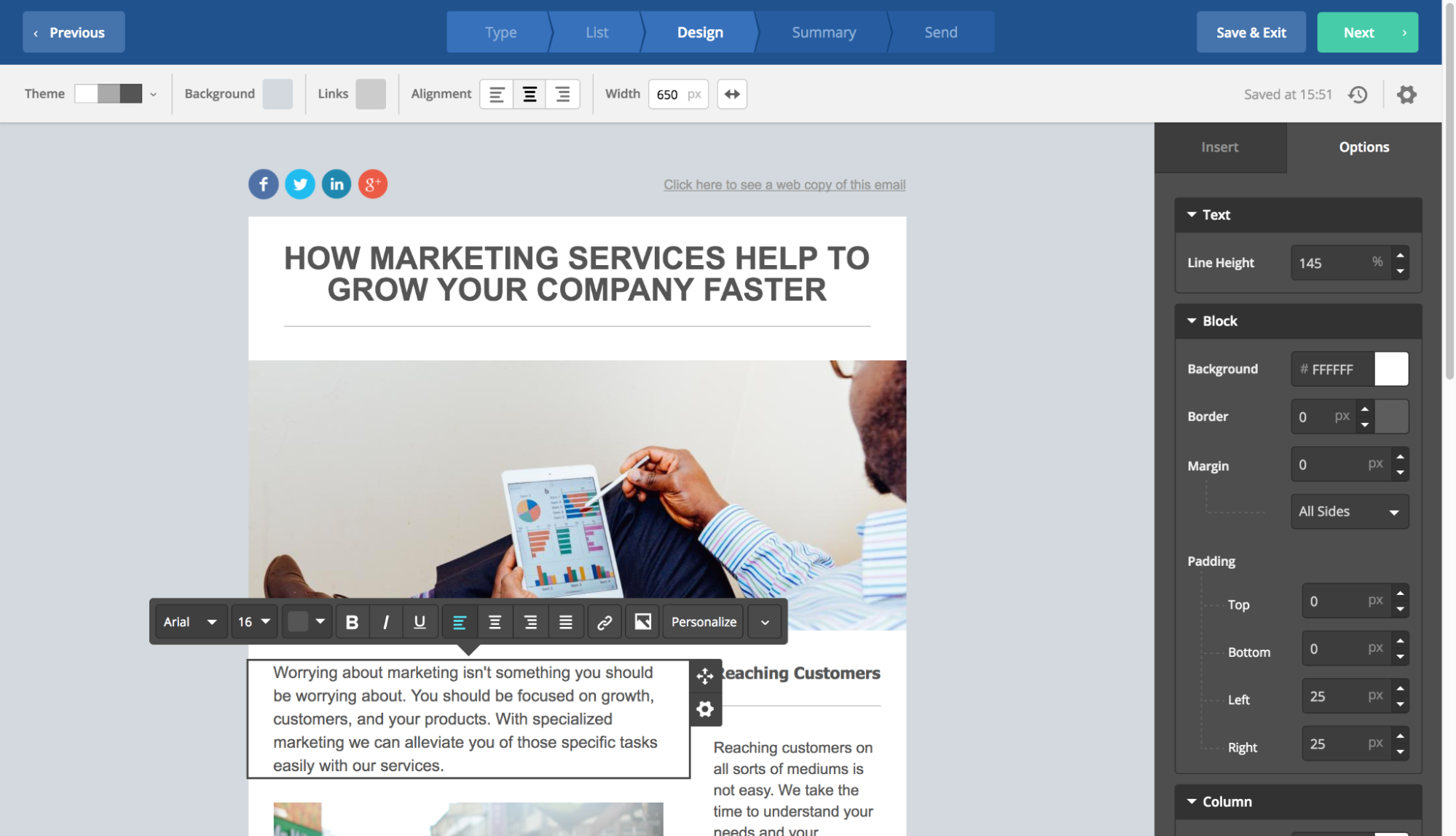 Active Campaign email editor