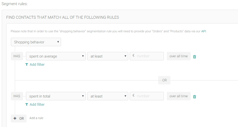 Email advanced segmentation