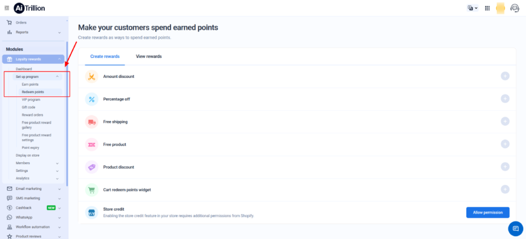 Loyalty Points Redemption Shopify
