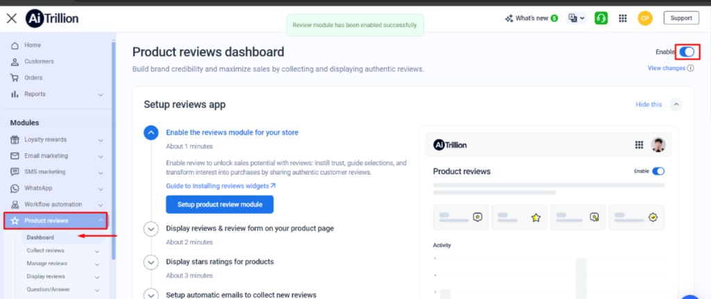 Enable The Review Module