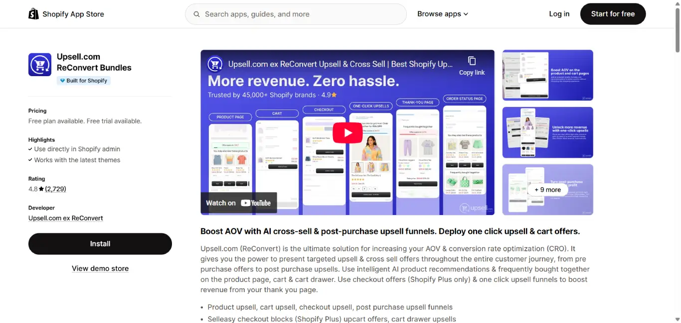 ReConvert shopify upsell apps